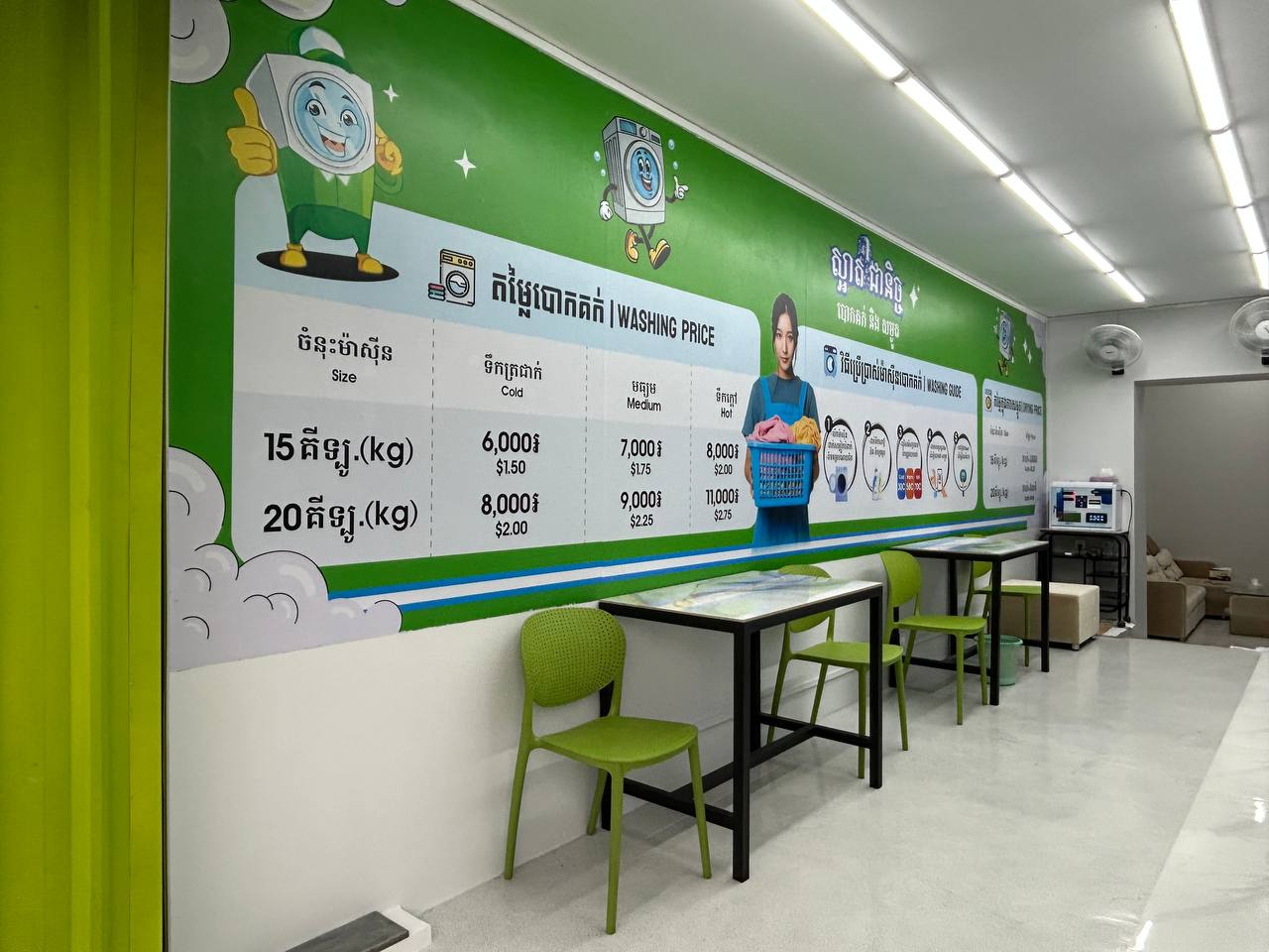 Saart Jeanich price and usage guide above the furnished customer seating area