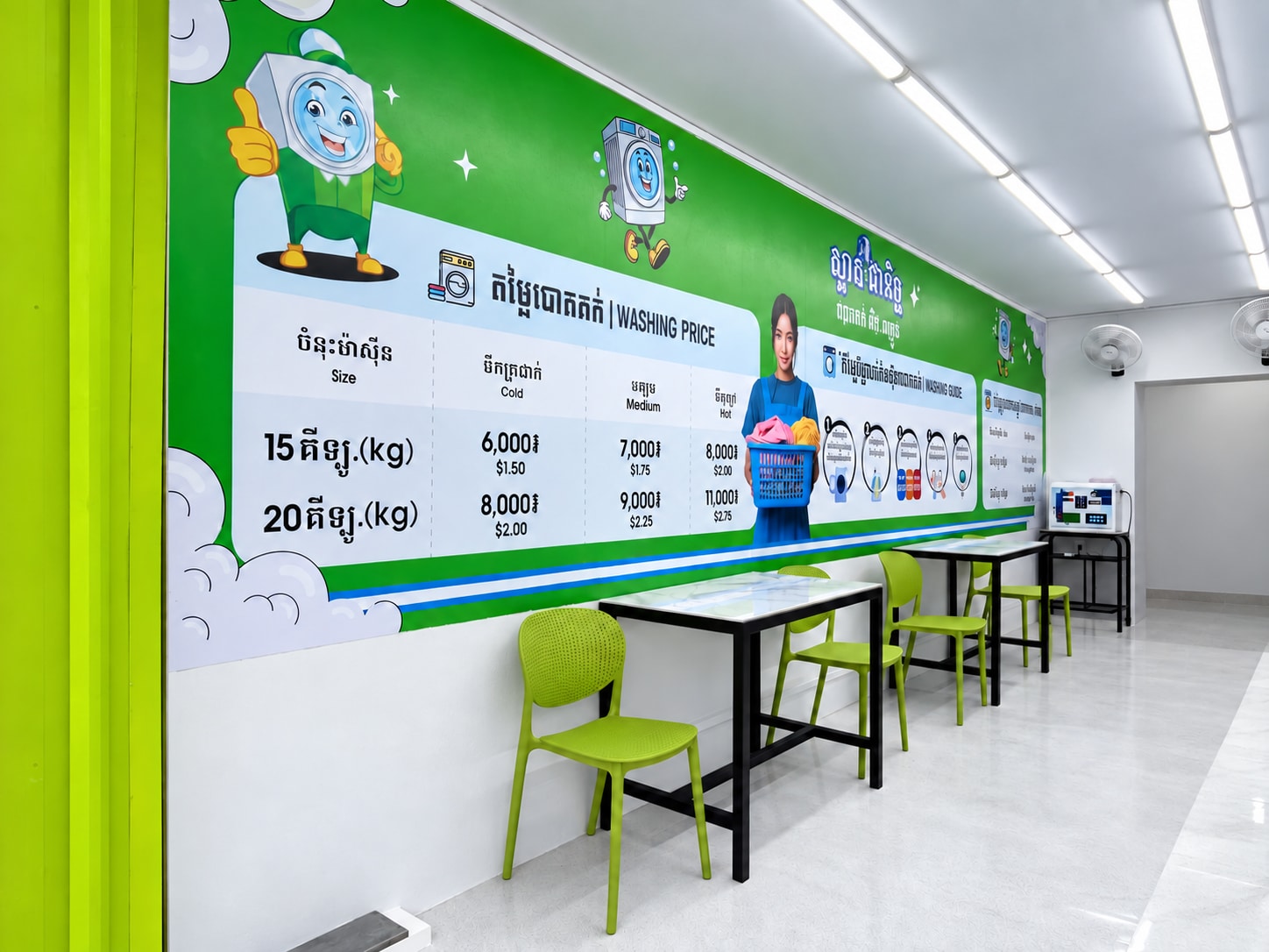 Saart Jeanich price and usage guide above the furnished customer seating area